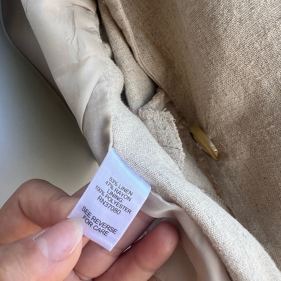 Cato Linen Blazer Womens Size XL Beige Basic Minimal Coastal Simple Jacket - Picture 5 of 9